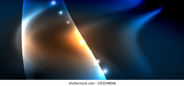 Neon glowing lines, magic energy space light concept, abstract background wallpaper design, vector illustration