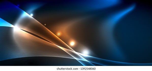 Neon glowing lines, magic energy space light concept, abstract background wallpaper design, vector illustration