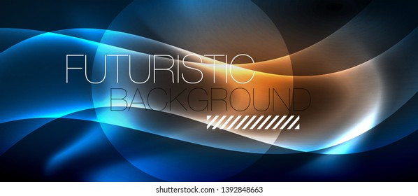 Neon glowing lines, magic energy space light concept, abstract background wallpaper design, vector illustration