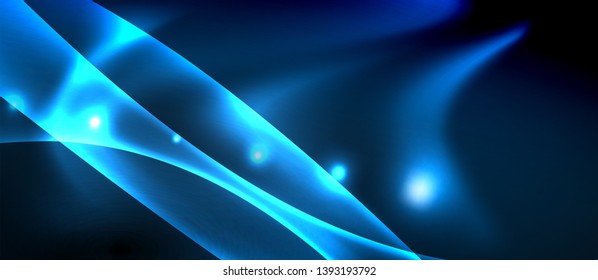 Líneas brillantes de neón, concepto de luz espacial mágica, diseño de fondo abstracto de fondo de fondo, ilustración vectorial