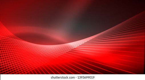 Líneas brillantes de neón, concepto de luz espacial mágica, diseño de fondo abstracto de fondo de fondo, ilustración vectorial