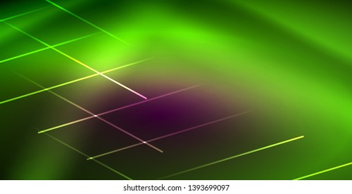 Neon glowing lines, magic energy space light concept, abstract background wallpaper design, vector illustration