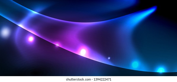 Neon glowing lines, magic energy space light concept, abstract background wallpaper design, vector illustration