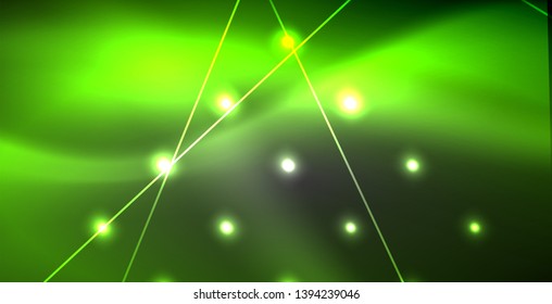 Neon glowing lines, magic energy space light concept, abstract background wallpaper design, vector illustration