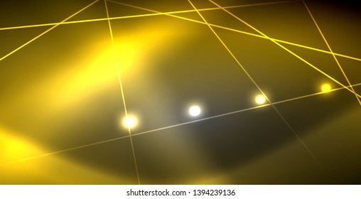 Líneas brillantes de neón, concepto de luz espacial mágica, diseño de fondo abstracto de fondo de fondo, ilustración vectorial