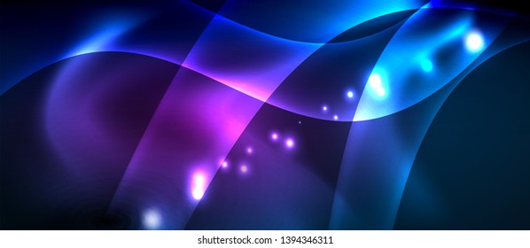 Neon glowing lines, magic energy space light concept, abstract background wallpaper design, vector illustration