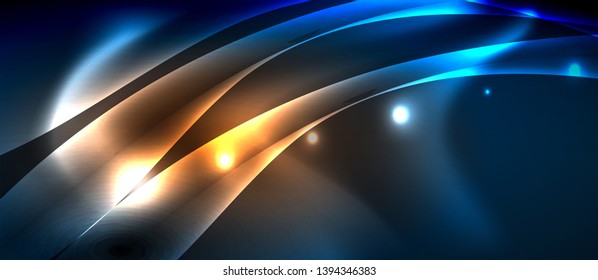 Neon glowing lines, magic energy space light concept, abstract background wallpaper design, vector illustration