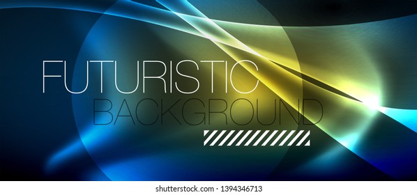 Neon glowing lines, magic energy space light concept, abstract background wallpaper design, vector illustration