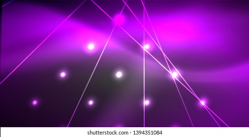 Neon glowing lines, magic energy space light concept, abstract background wallpaper design, vector illustration