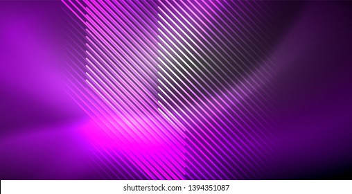 Neon glowing lines, magic energy space light concept, abstract background wallpaper design, vector illustration