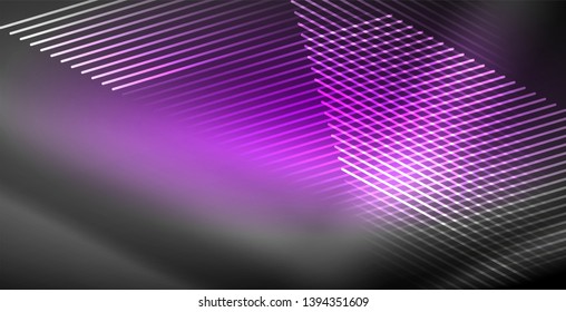 Neonleuchtende Linien, magisches Energieraum-Lichtkonzept, abstrakter Hintergrund, Tapete-Design, Vektorgrafik