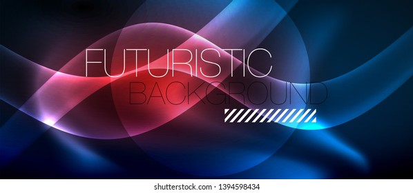 Neon glowing lines, magic energy space light concept, abstract background wallpaper design, vector illustration