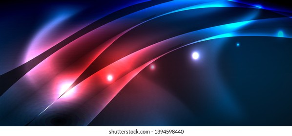 Neon glowing lines, magic energy space light concept, abstract background wallpaper design, vector illustration