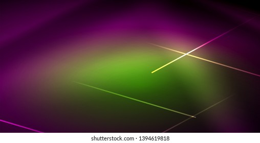 Neon glowing lines, magic energy space light concept, abstract background wallpaper design, vector illustration