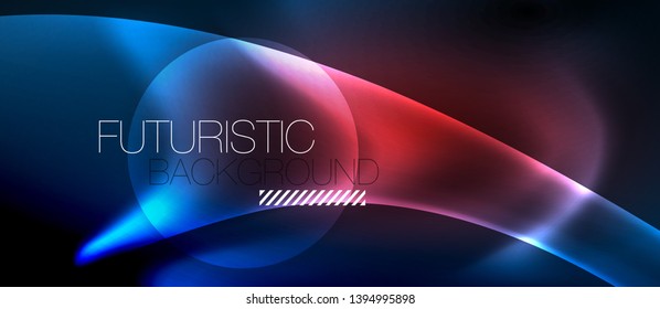 Neon glowing lines, magic energy space light concept, abstract background wallpaper design, vector illustration