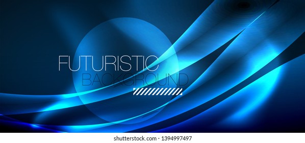 Neon glowing lines, magic energy space light concept, abstract background wallpaper design, vector illustration