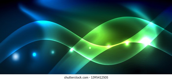 Neon glowing lines, magic energy space light concept, abstract background wallpaper design, vector illustration