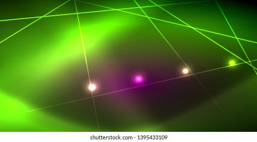 Neon glowing lines, magic energy space light concept, abstract background wallpaper design, vector illustration