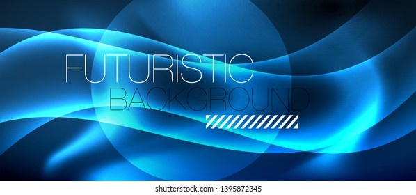 Líneas brillantes de neón, concepto de luz espacial mágica, diseño de fondo abstracto de fondo de fondo, ilustración vectorial