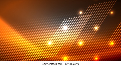 Neon glowing lines, magic energy space light concept, abstract background wallpaper design, vector illustration