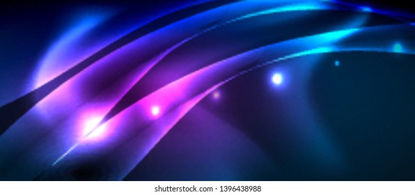 Neon glowing lines, magic energy space light concept, abstract background wallpaper design, vector illustration
