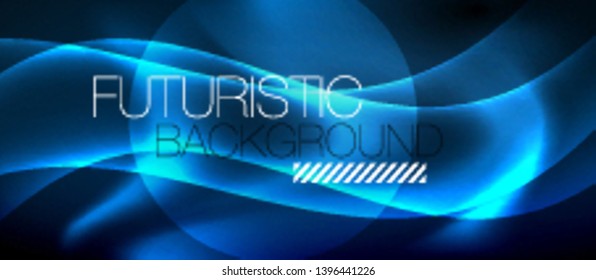Neon glowing lines, magic energy space light concept, abstract background wallpaper design, vector illustration