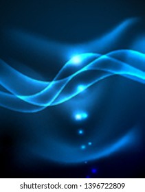 Líneas brillantes de neón, concepto de luz espacial mágica, diseño de fondo abstracto de fondo de fondo, ilustración vectorial