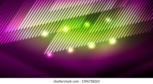 Neon glowing lines, magic energy space light concept, abstract background wallpaper design, vector illustration