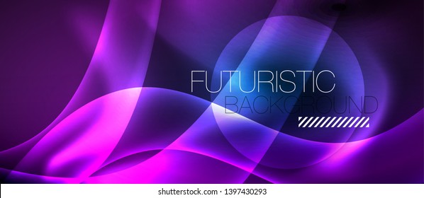 Neon glowing lines, magic energy space light concept, abstract background wallpaper design, vector illustration