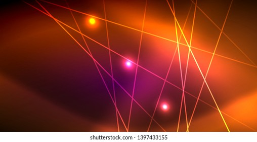 Neon glowing lines, magic energy space light concept, abstract background wallpaper design, vector illustration