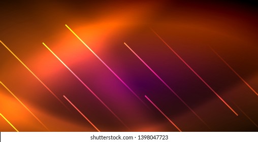 Neon glowing lines, magic energy space light concept, abstract background wallpaper design, vector illustration