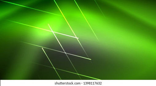 Neon glowing lines, magic energy space light concept, abstract background wallpaper design, vector illustration