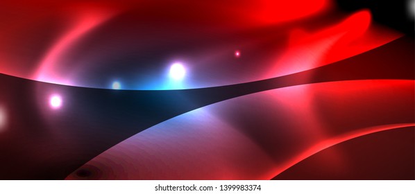 Líneas brillantes de neón, concepto de luz espacial mágica, diseño de fondo abstracto de fondo de fondo, ilustración vectorial