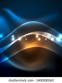 Neon glowing lines, magic energy space light concept, abstract background wallpaper design, vector illustration