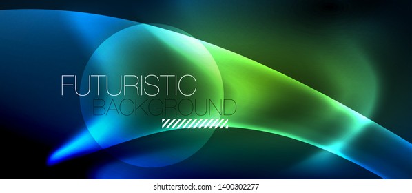 Líneas brillantes de neón, concepto de luz espacial mágica, diseño de fondo abstracto de fondo de fondo, ilustración vectorial