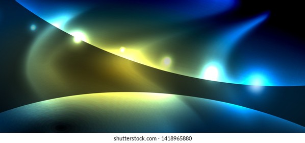 Neon glowing lines, magic energy space light concept, abstract background wallpaper design, vector illustration