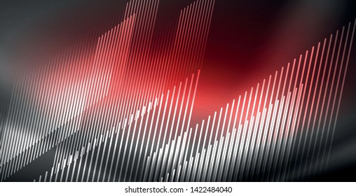 Líneas brillantes de neón, concepto de luz espacial mágica, diseño de fondo abstracto de fondo de fondo, ilustración vectorial