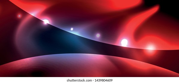Neon glowing lines, magic energy space light concept, abstract background wallpaper design, vector illustration