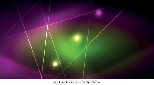 Neon glowing lines, magic energy space light concept, abstract background wallpaper design, vector illustration