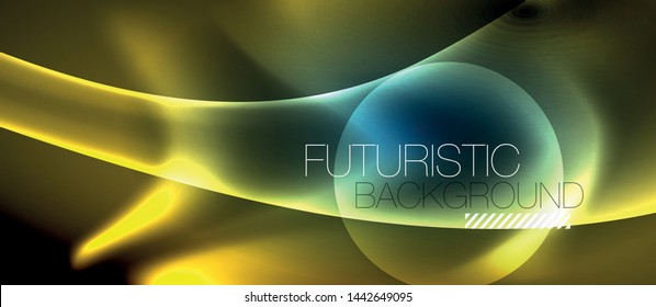 Neon glowing lines, magic energy space light concept, abstract background wallpaper design, vector illustration