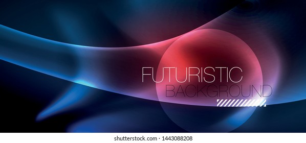 Neon glowing lines, magic energy space light concept, abstract background wallpaper design, vector illustration