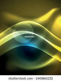 Neon glowing lines, magic energy space light concept, abstract background wallpaper design, vector illustration