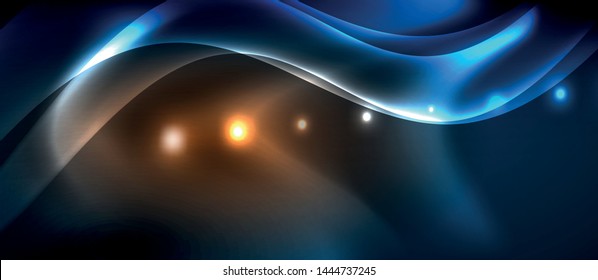 Neon glowing lines, magic energy space light concept, abstract background wallpaper design, vector illustration