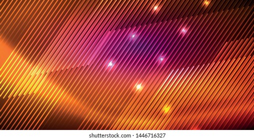 Neon glowing lines, magic energy space light concept, abstract background wallpaper design, vector illustration