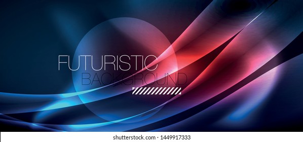 Neon glowing lines, magic energy space light concept, abstract background wallpaper design, vector illustration