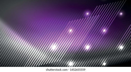 Neon glowing lines, magic energy space light concept, abstract background wallpaper design, vector illustration