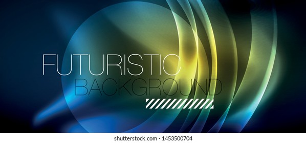 Neon glowing lines, magic energy space light concept, abstract background wallpaper design, vector illustration
