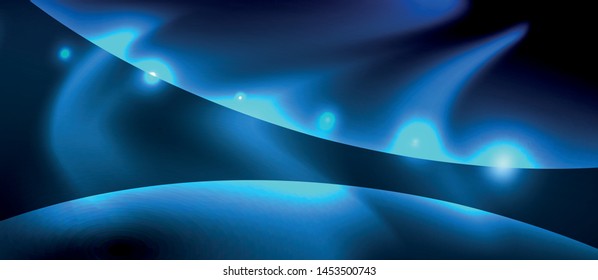 Líneas brillantes de neón, concepto de luz espacial mágica, diseño de fondo abstracto de fondo de fondo, ilustración vectorial