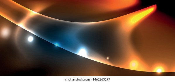 Neon glowing lines, magic energy space light concept, abstract background wallpaper design, vector illustration