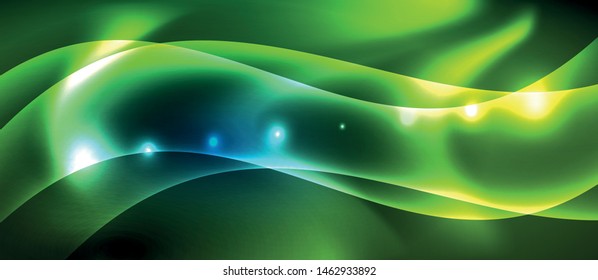 Neon glowing lines, magic energy space light concept, abstract background wallpaper design, vector illustration